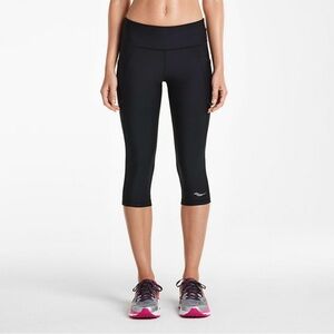 Saucony Bullet Series Black Capri Compression Leggings for Running Large